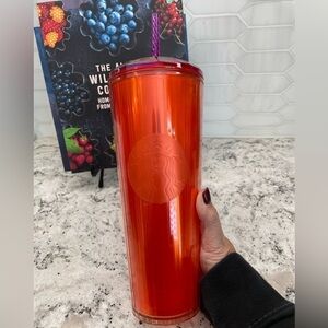 Starbucks Summer 2024 Orange Pink Split Kaleidoscope PVD Dome Lid Tumbler. NWT!